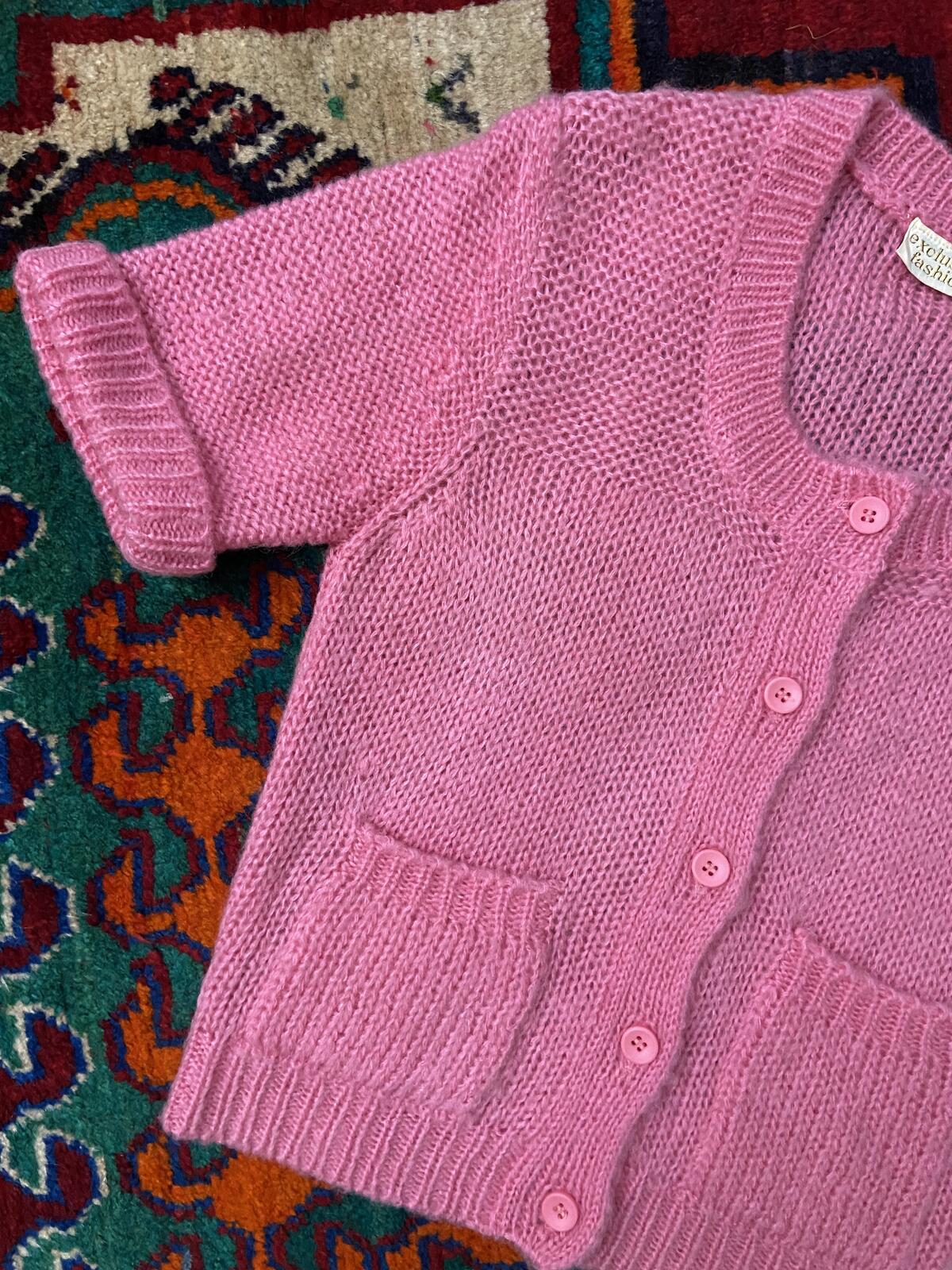 Vintage 1980s Pink Short Sleeved Cardigan