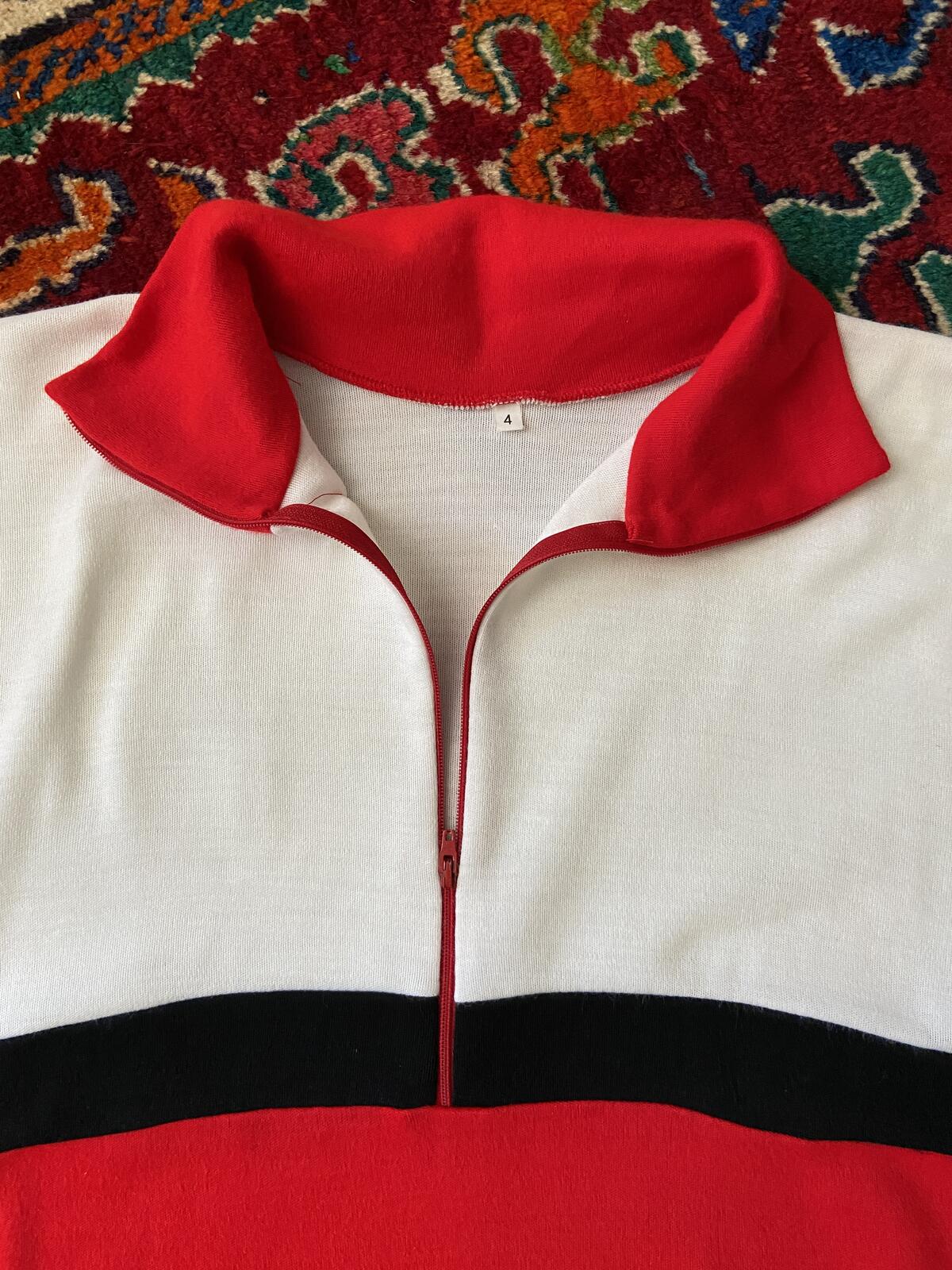 Vintage 1970s Red & White Half Zip Track Top