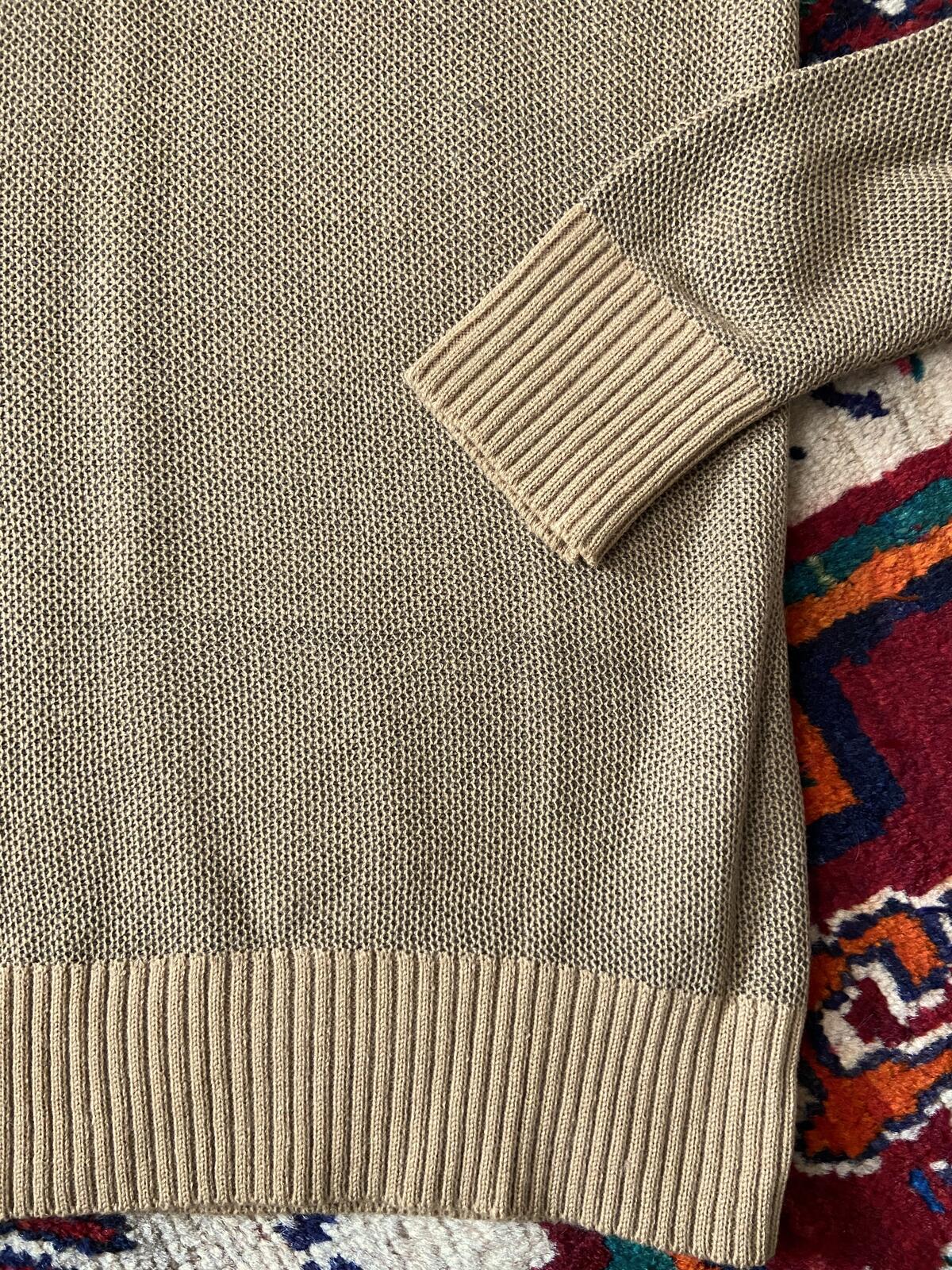 Vintage 1970s Tan V-Neck Jumper