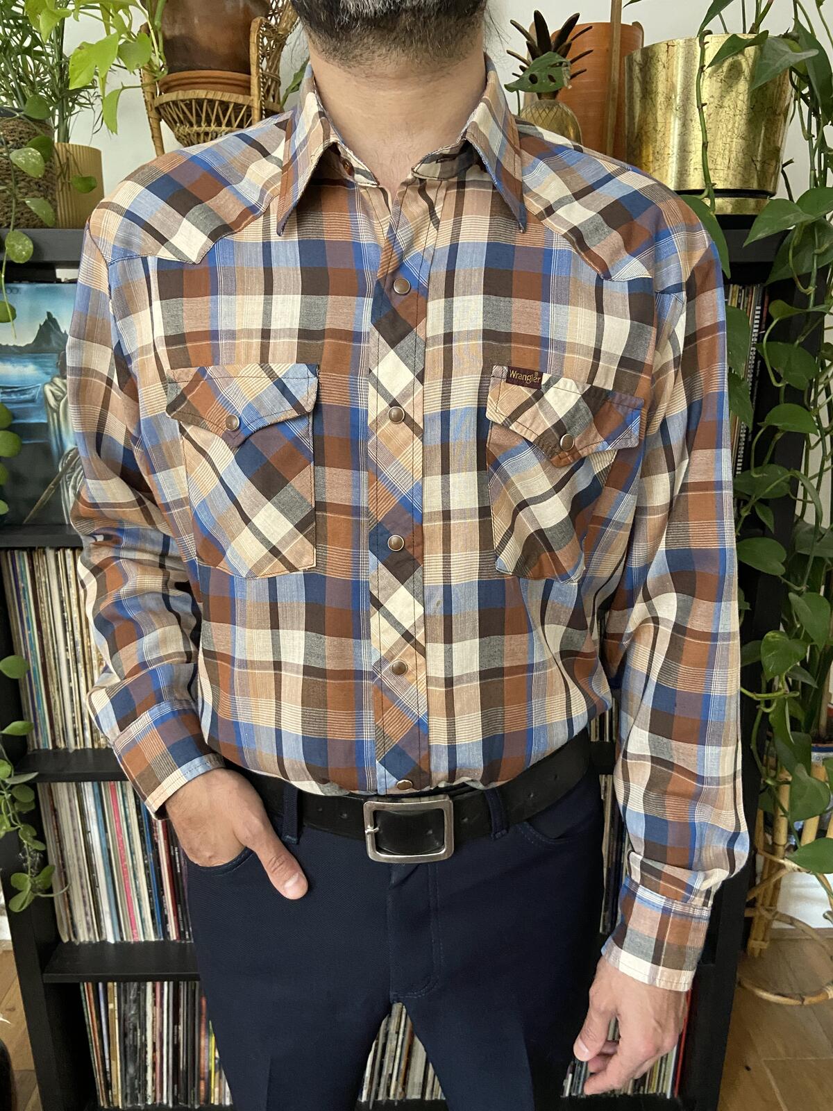 Vintage 1970s Brown Wrangler Western Shirt