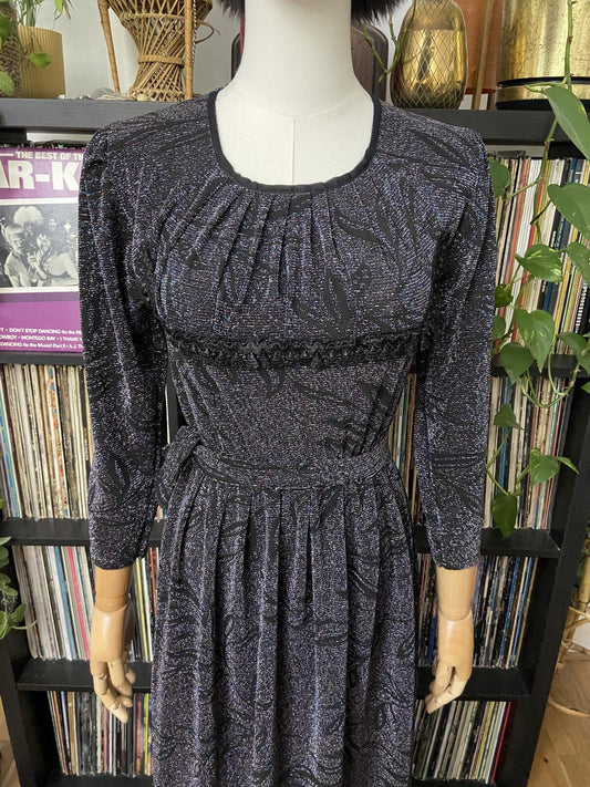 Vintage 1980s Black Lurex Maxi Dress