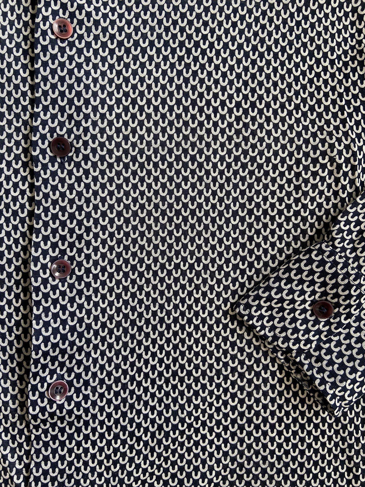 Vintage 1970s Navy & White Patterned Jersey Shirt