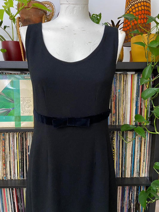 Vintage 1960s Black Crepe Shift Dress