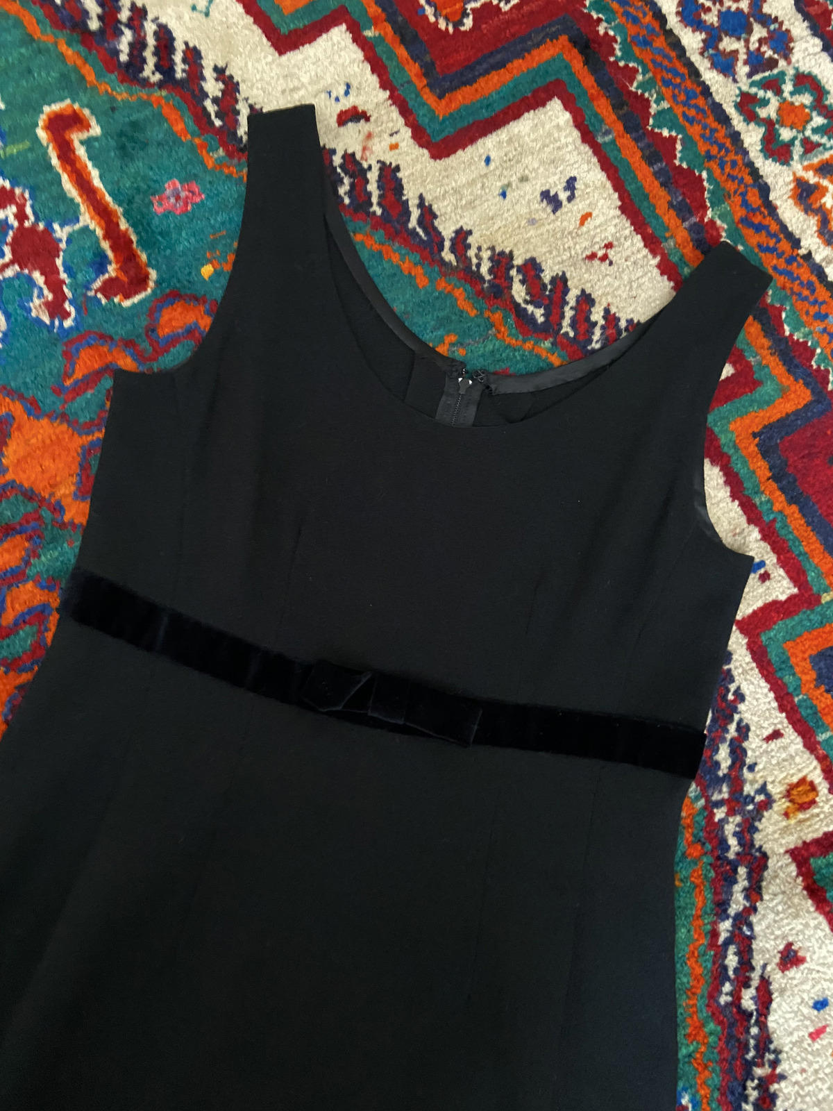 Vintage 1960s Black Crepe Shift Dress
