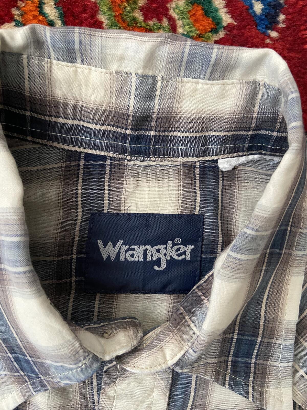 Vintage 90s Wrangler Grey & Blue Western Shirt