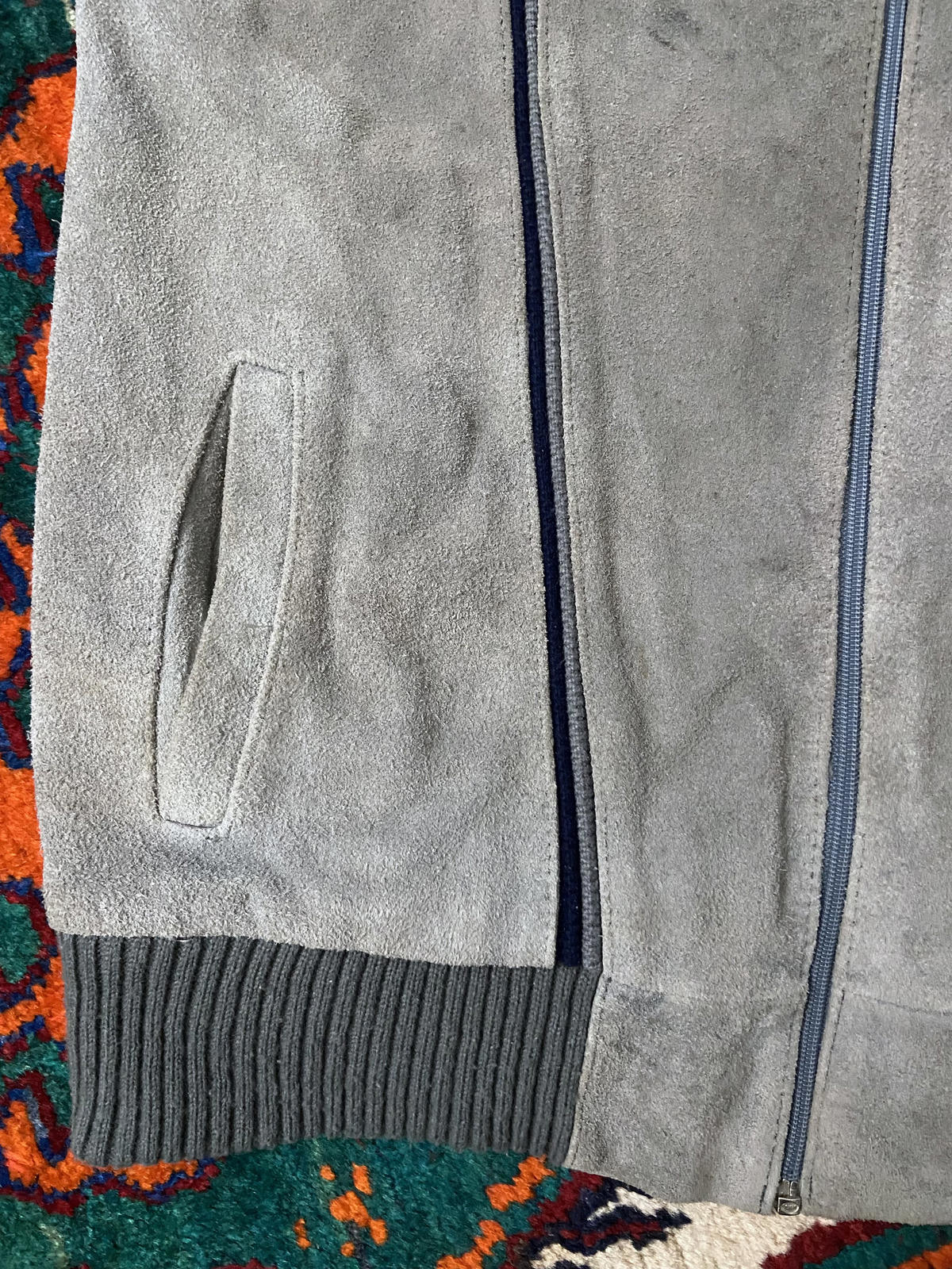 Vintage 1970s Grey Suede Fronted Cardigan
