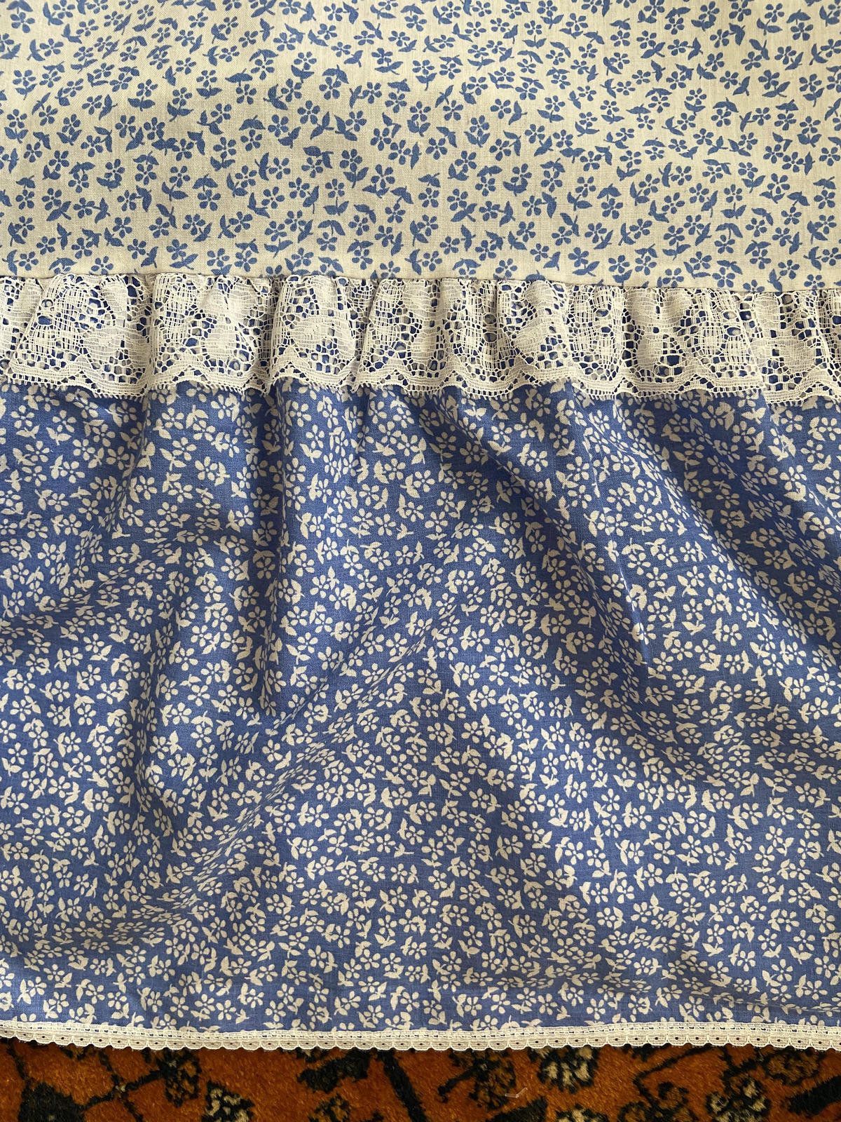 Vintage 1970s Blue Floral Prairie Dress
