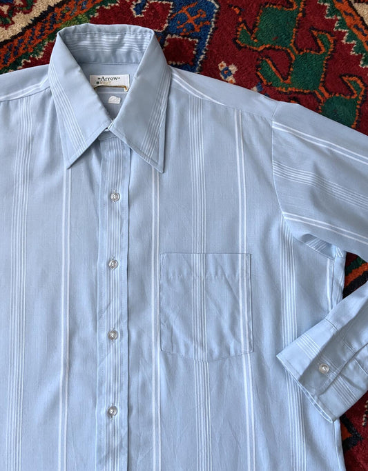 Vintage 1970s Blue Woven Stripe Shirt