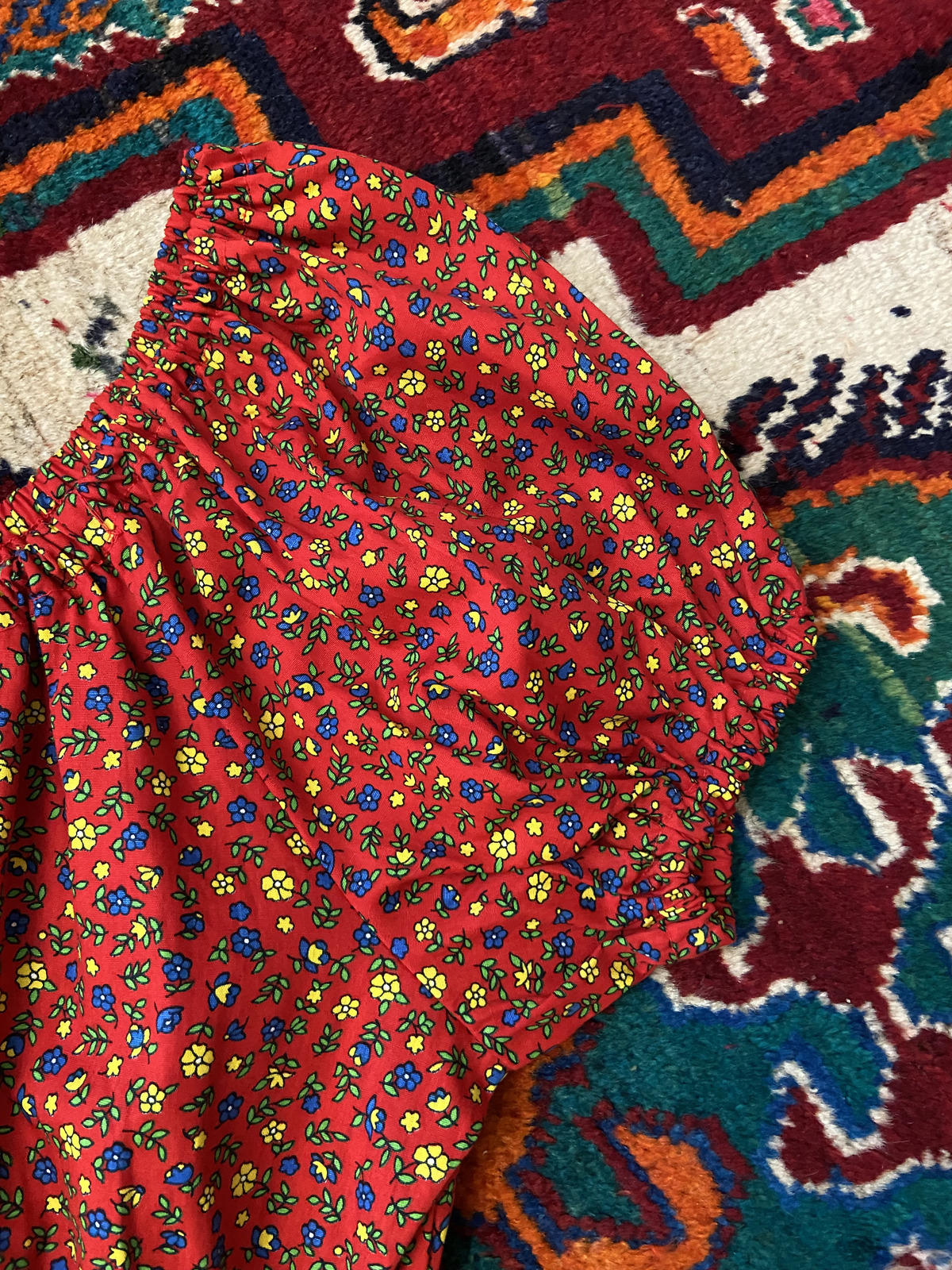 Vintage 1970s Red Ditsy Floral Print Dress