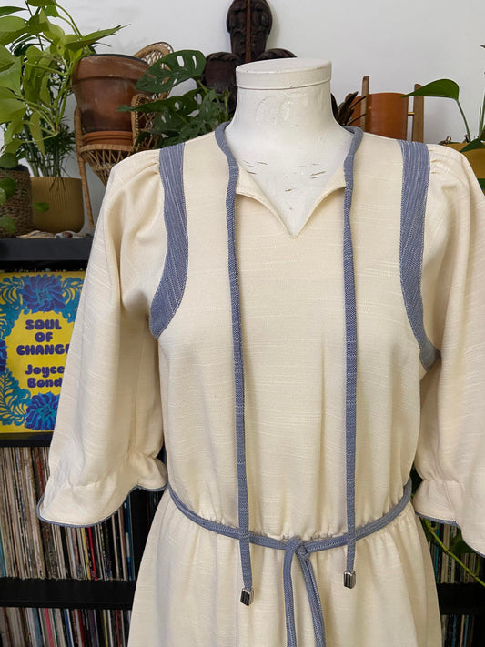 Vintage 1970s Cream Bohemian Dress