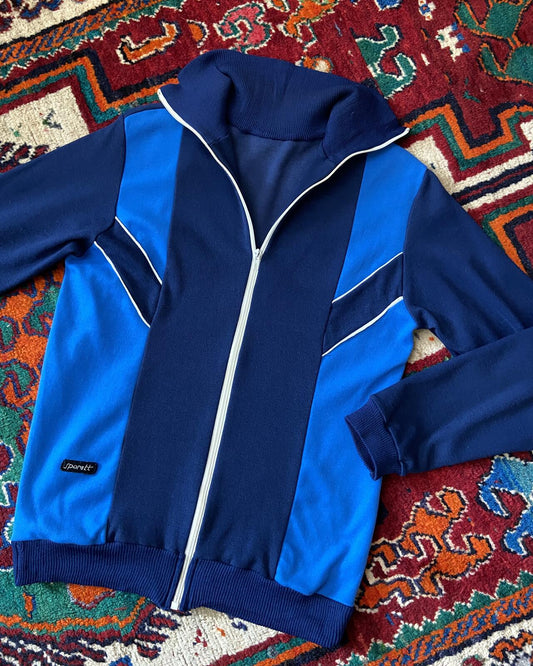Vintage 1970s Navy & Blue Track Top