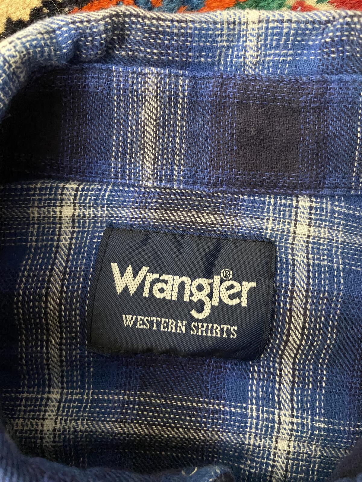 Vintage 90s Electric Blue Wrangler Western Plaid Shirt