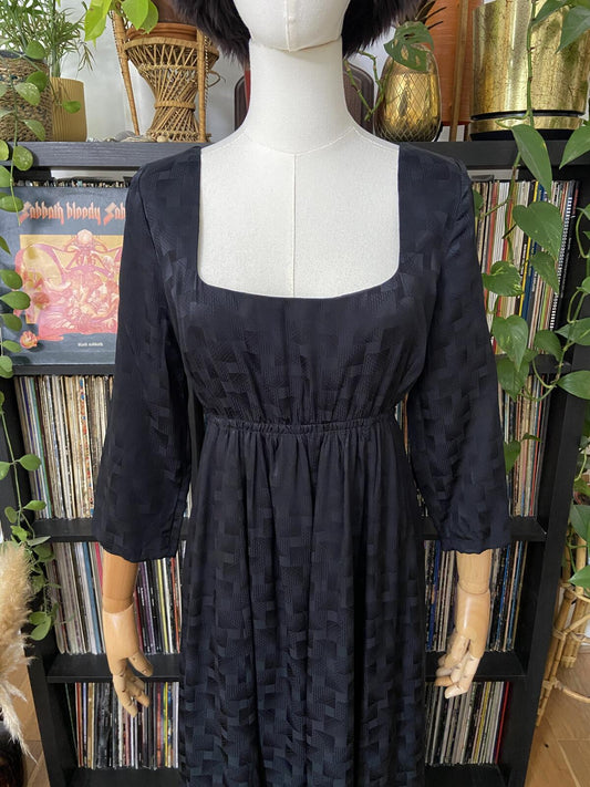 Vintage 1970s Black Medieval Revival Maxi Dress