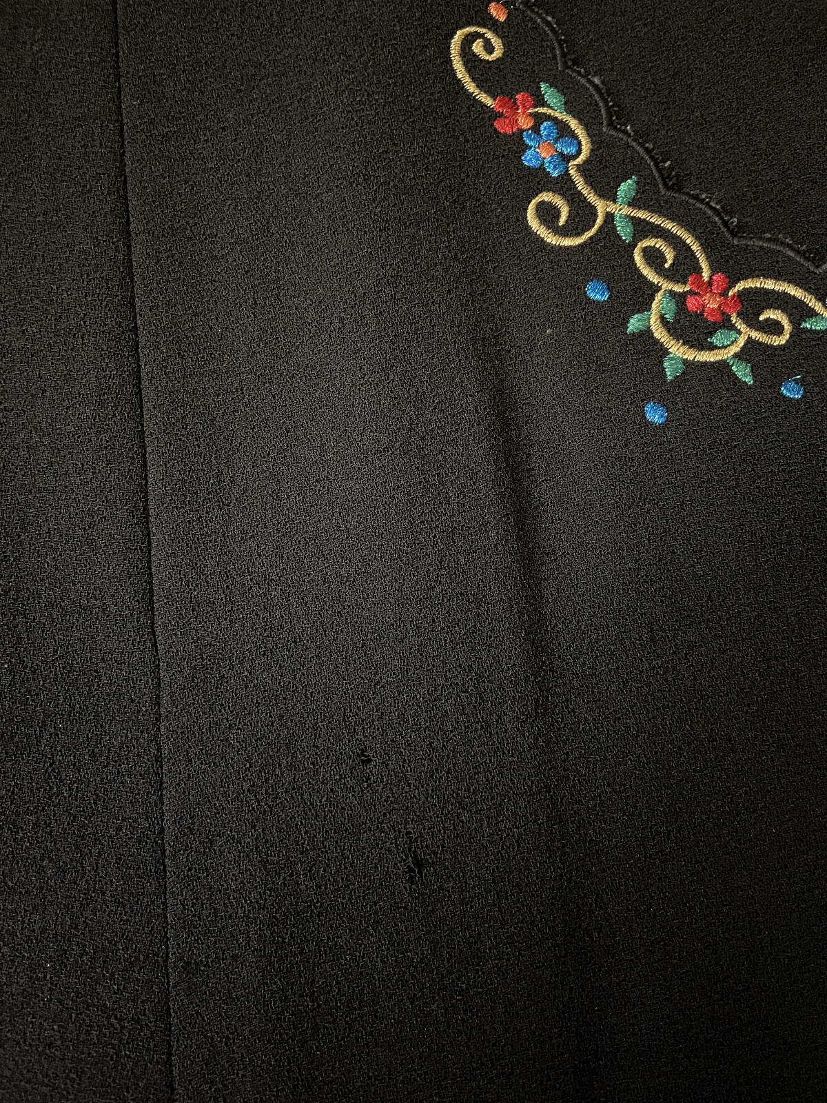 Vintage 1970s Black Embroidered Folk Maxi Skirt