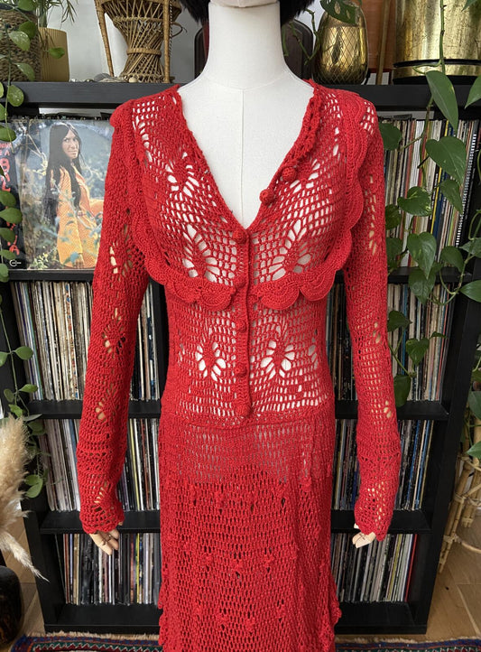 Chasing Unicorns Red Fire On The Mountain Crochet Dress