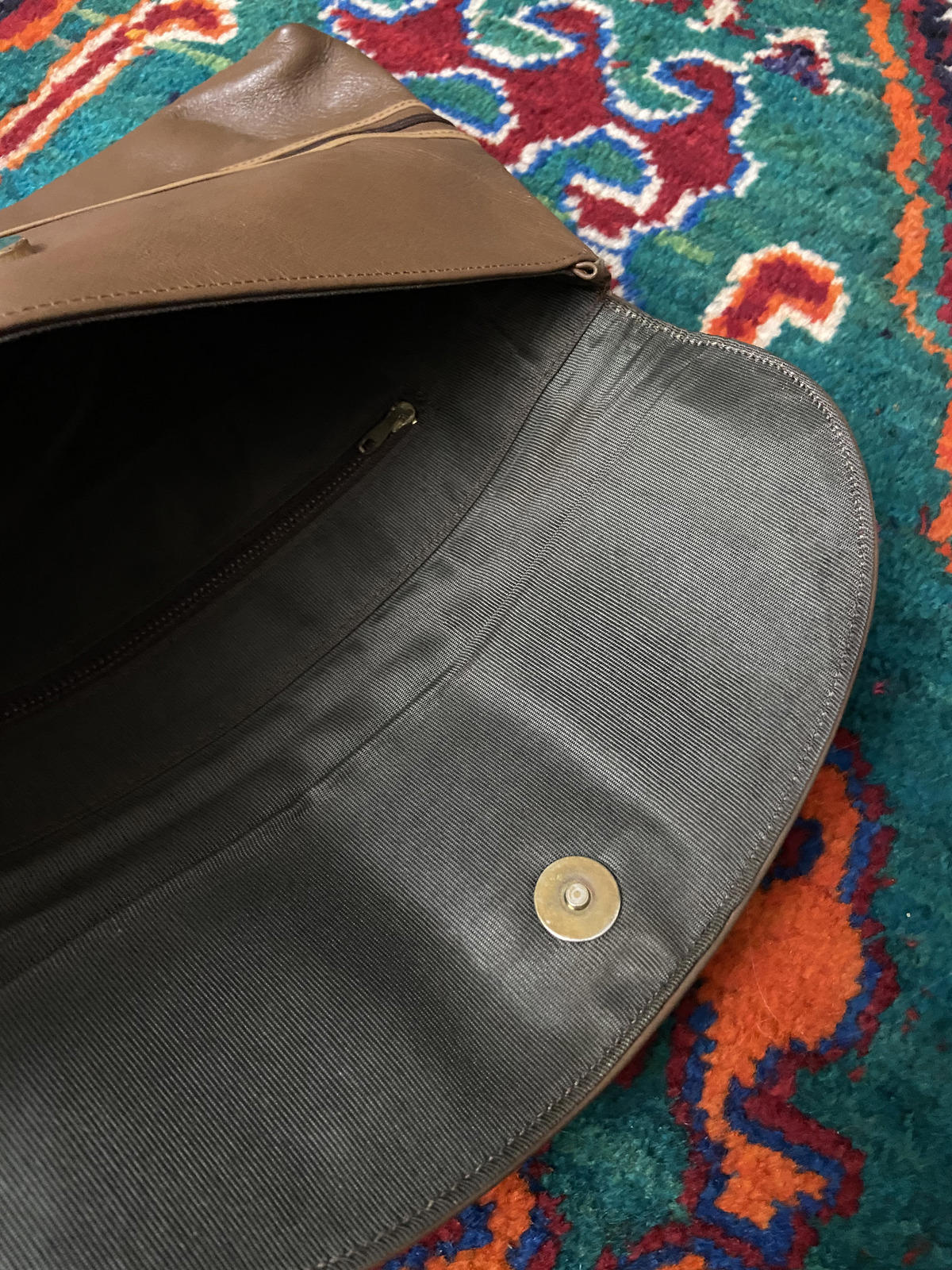 Vintage 1980s Brown Leather Clutch Bag