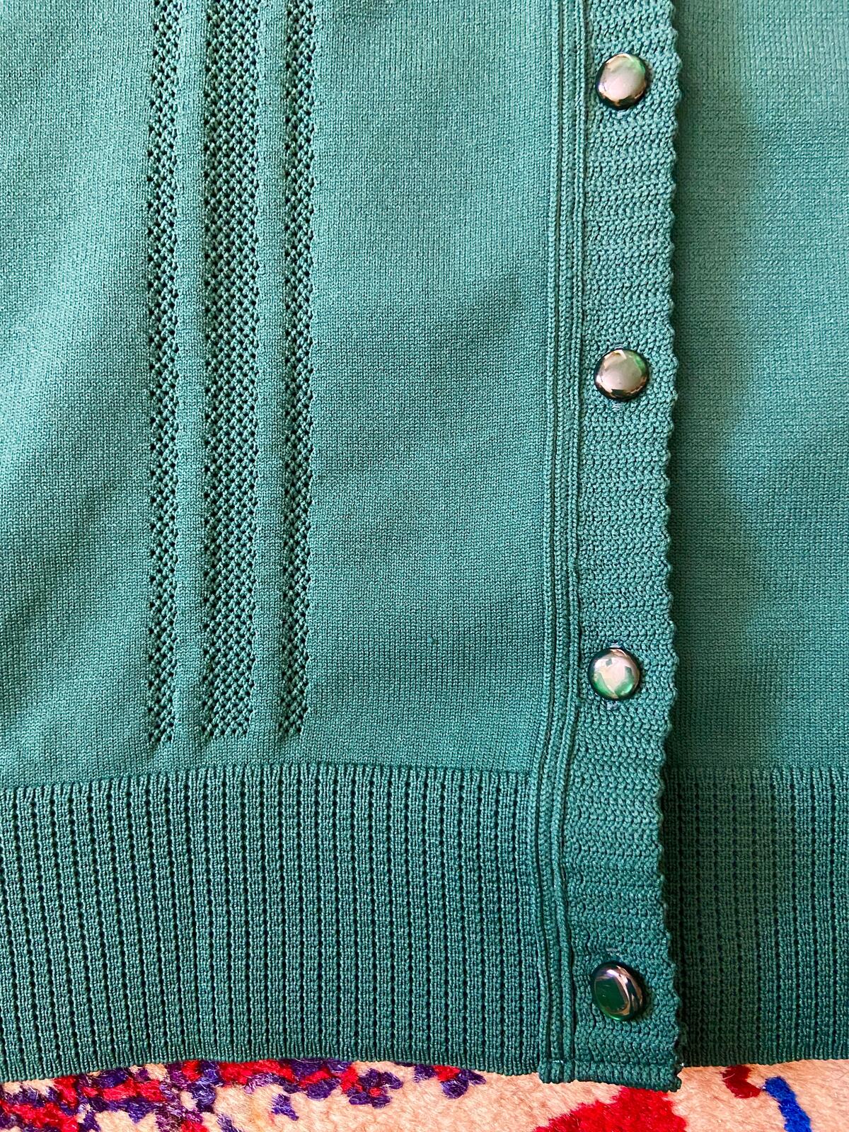 Vintage Green Button Up School Cardigan