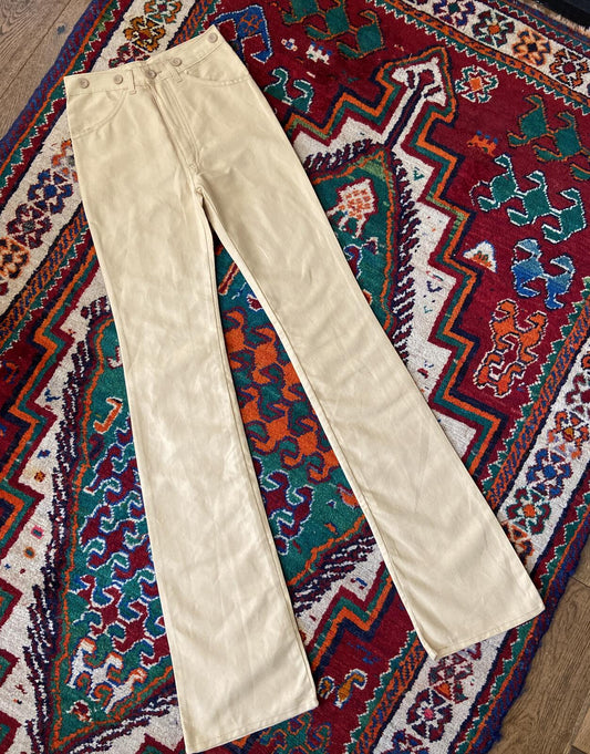 Vintage 1970s Beige Deadstock Flared Jeans W25