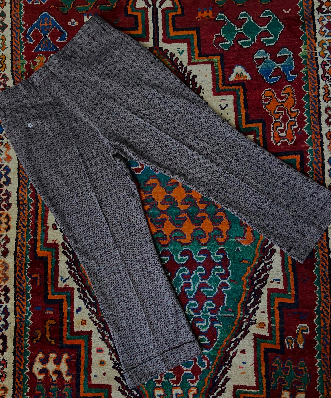 Vintage 1970s Woven Pattern Trousers W38 / L28