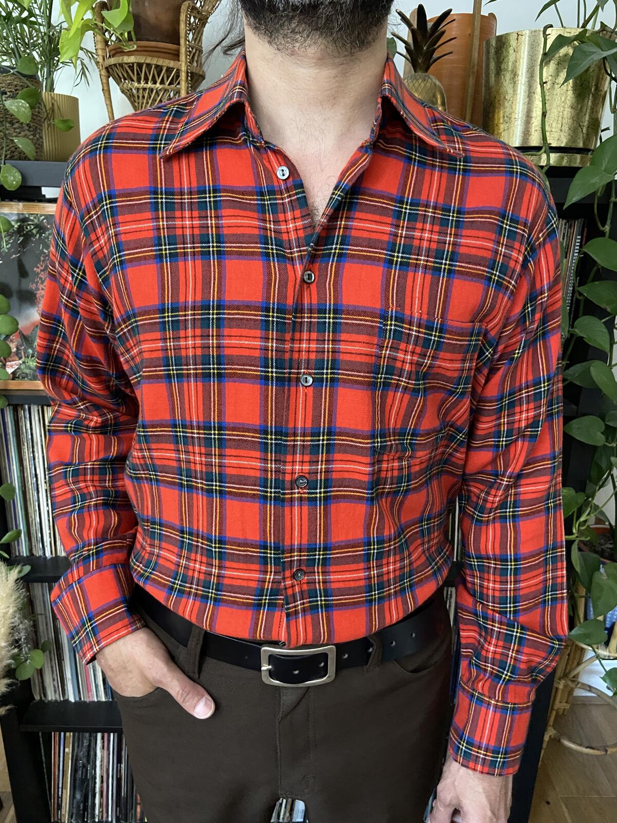Vintage 1970s Red Tartan Plaid Shirt