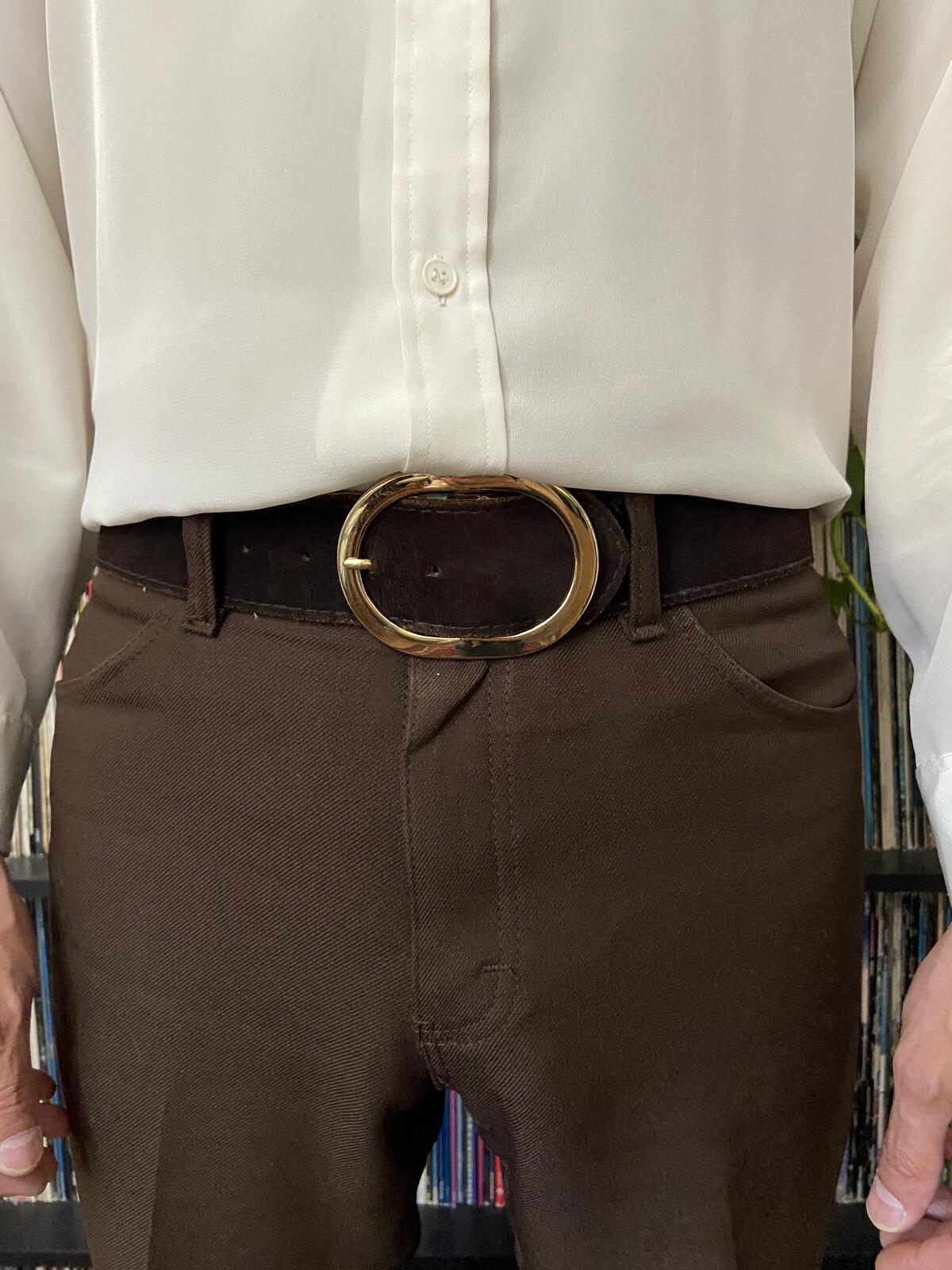 Vintage 1970s Chocolate Brown Suede Belt