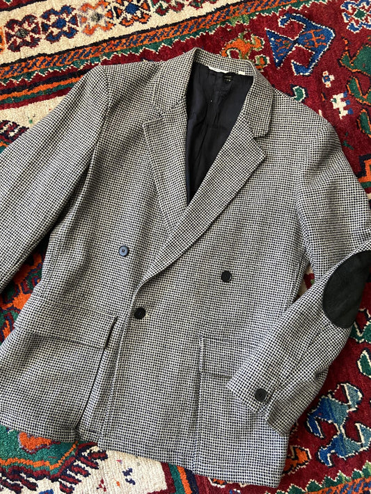 Vintage 1970s Tweed Double Breasted Blazer Jacket