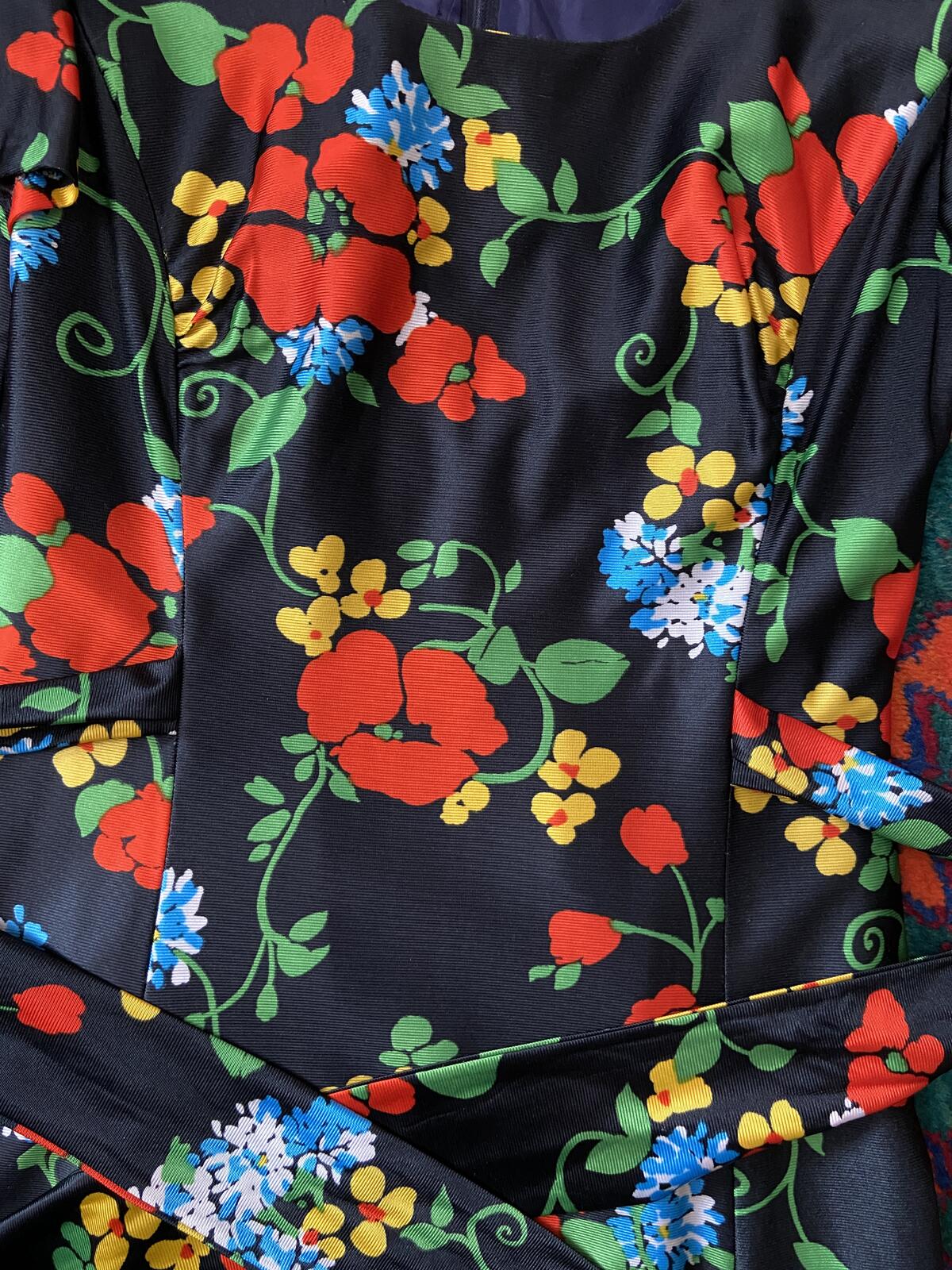 Vintage 1970s Black Floral Maxi Dress
