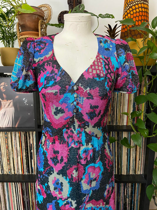 Vintage 1970s Lurex Glitter Maxi Dress