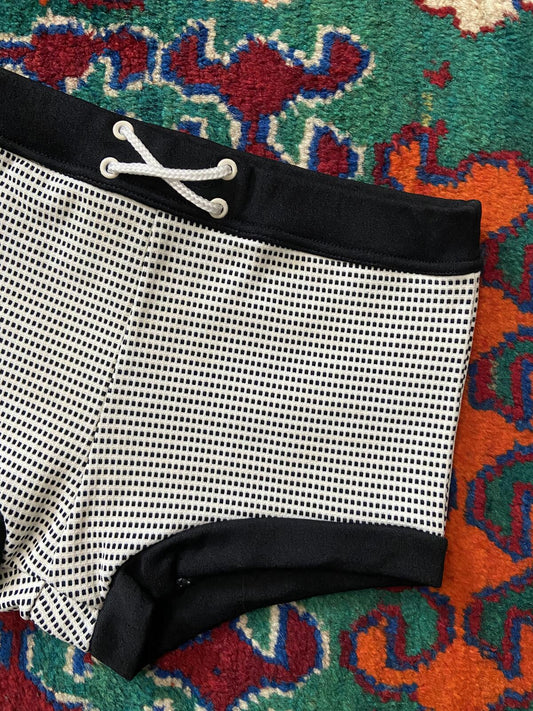 Vintage 1970s Black & White Swim Shorts