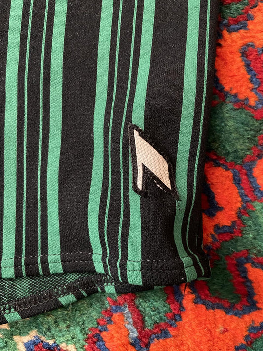 Vintage 1970s Black & Green Striped Swim Shorts