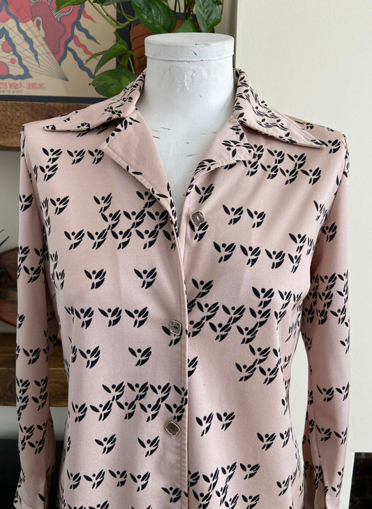 Vintage 1970s Japanese Beige Jersey Shirt