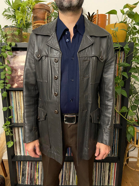 Vintage 1970s Deep Brown Leather Jacket