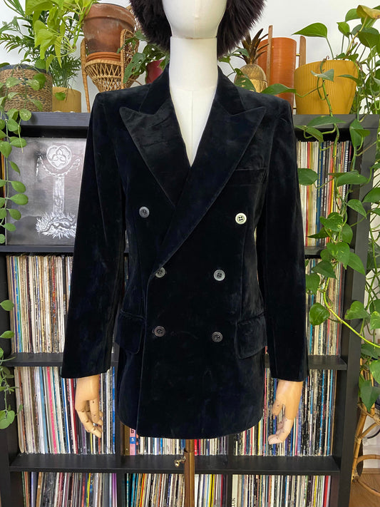 Vintage 1960s Black Yves Saint Laurent Velvet Blazer
