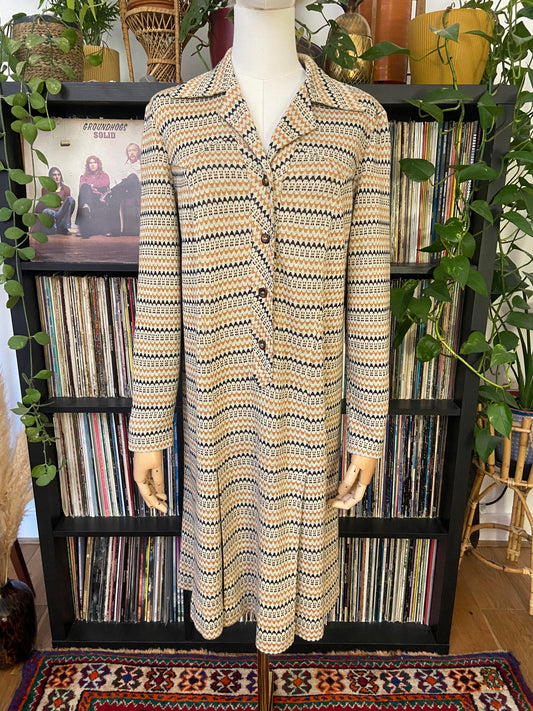 Vintage 1970s Beige Knit Dress