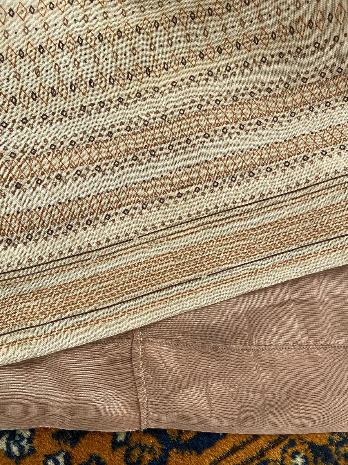 Vintage 1970s Beige Printed Dress