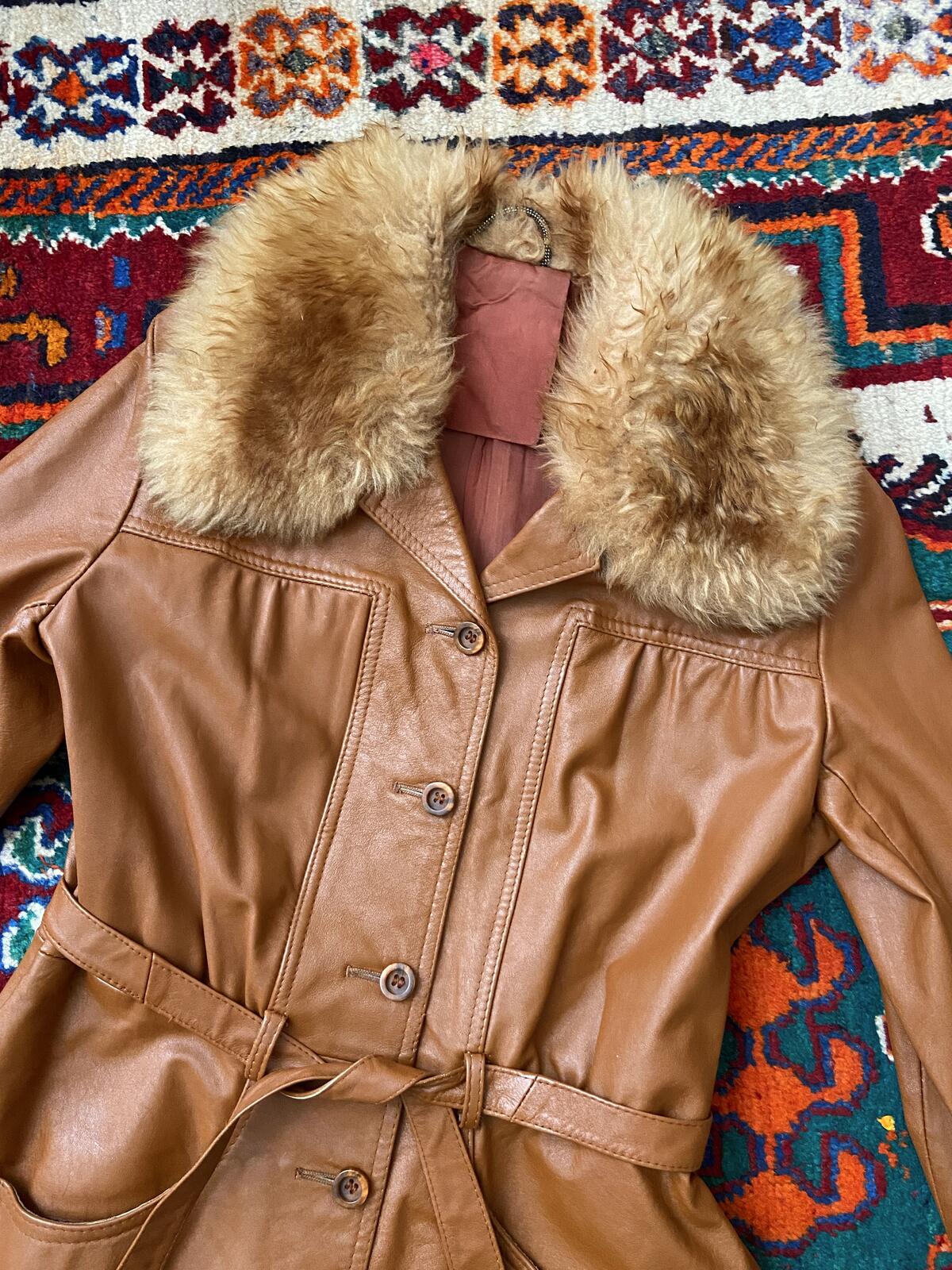 Vintage 1970s Tan Leather Penny Lane Jacket