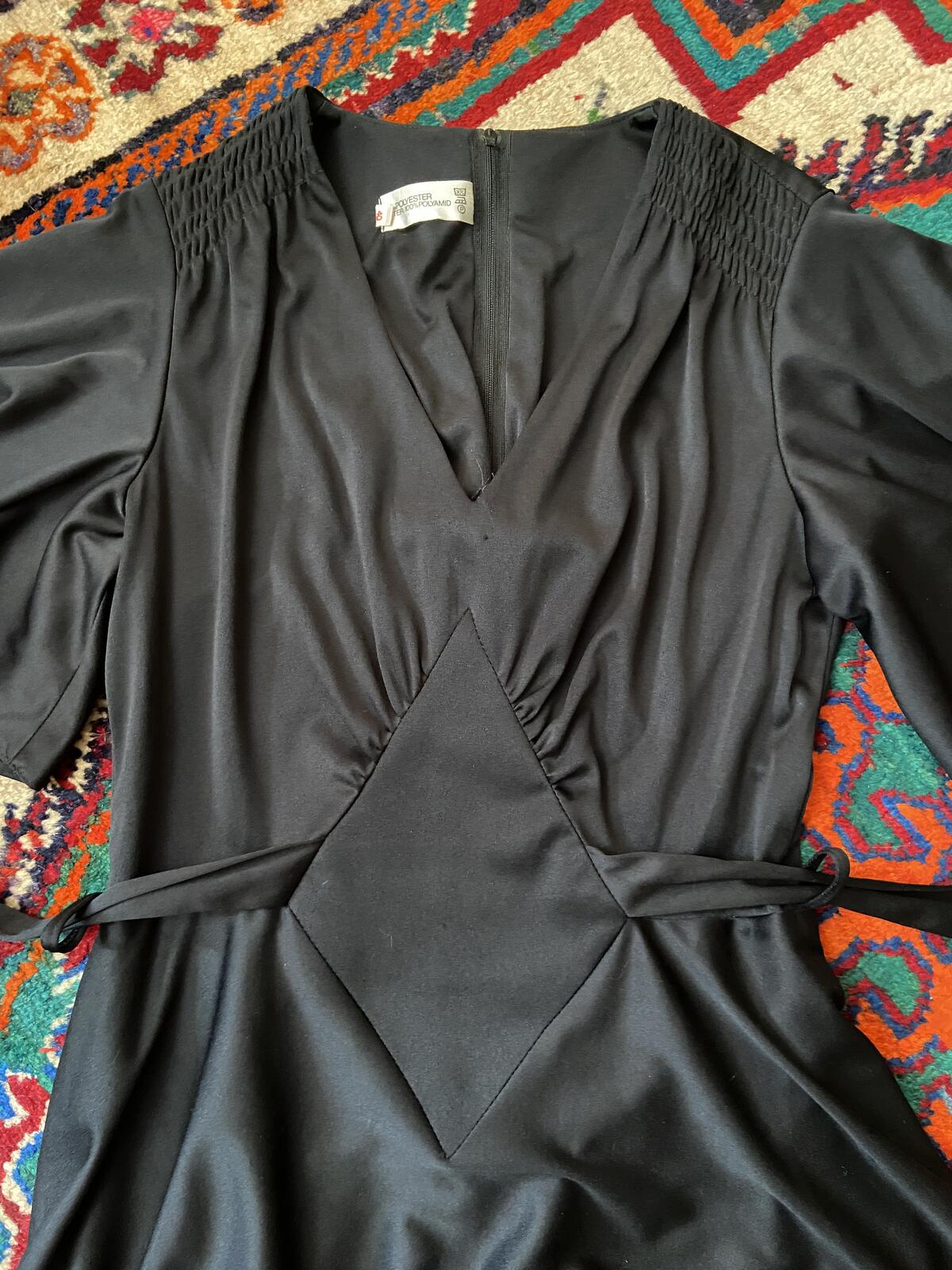 Vintage 1970s Does 1930s Black Maxi Dress