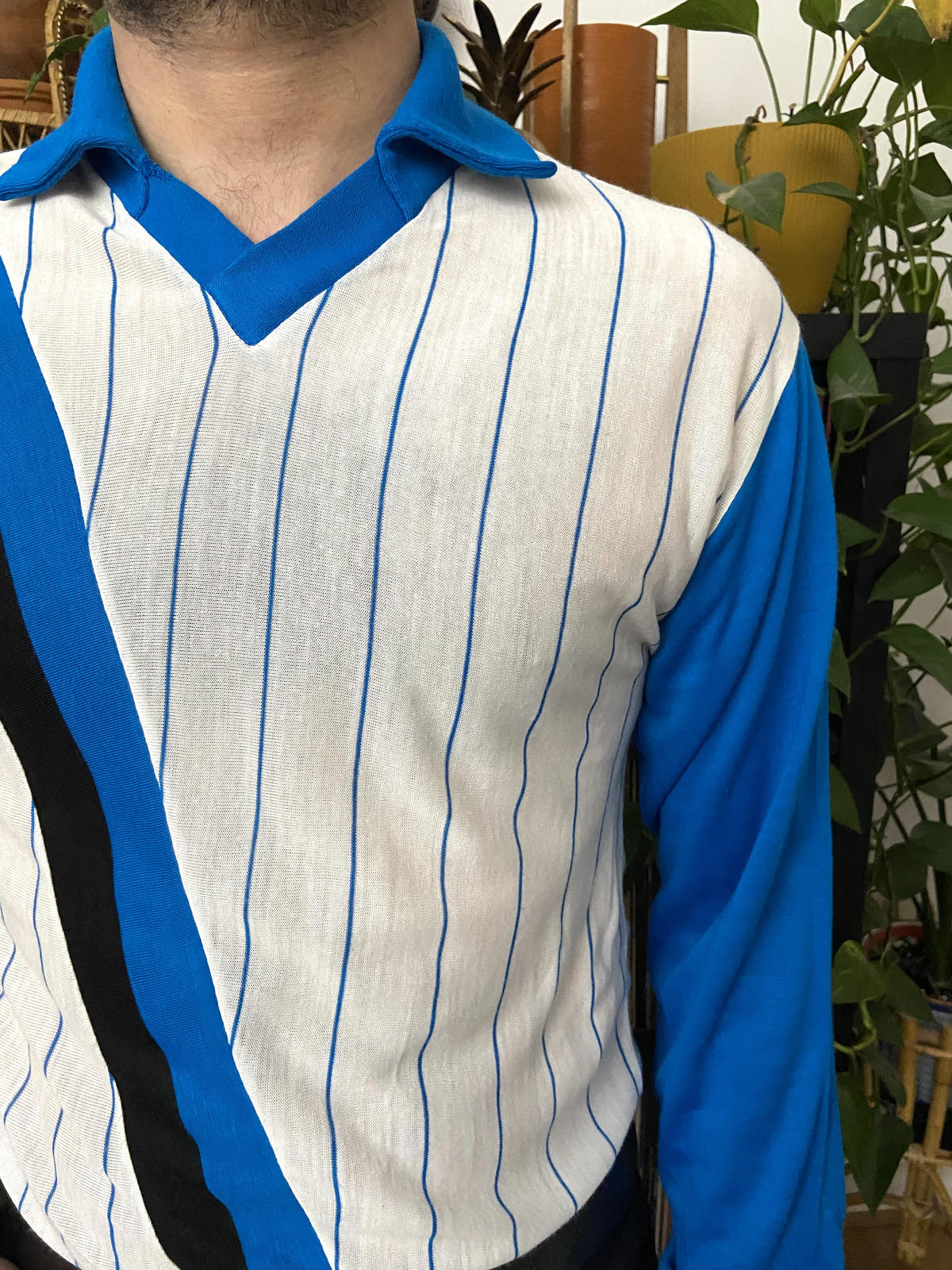 Vintage 1970s Blue & White Football Jersey Top