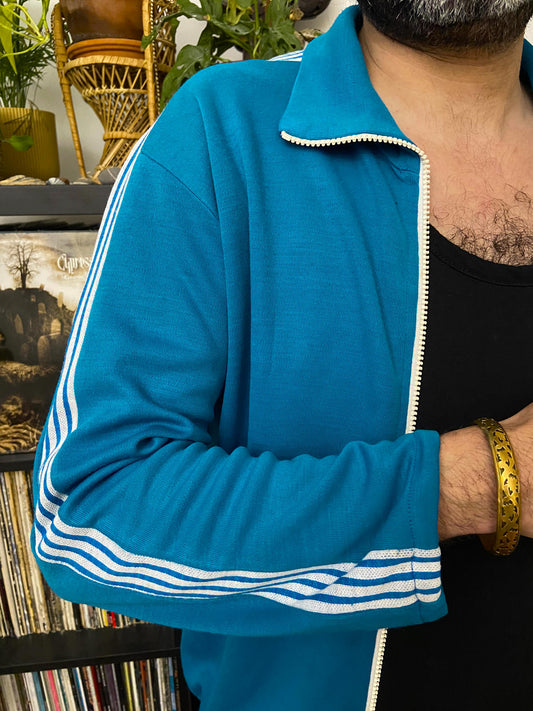 Vintage 1980s Italian Bright Turquoise Track Top