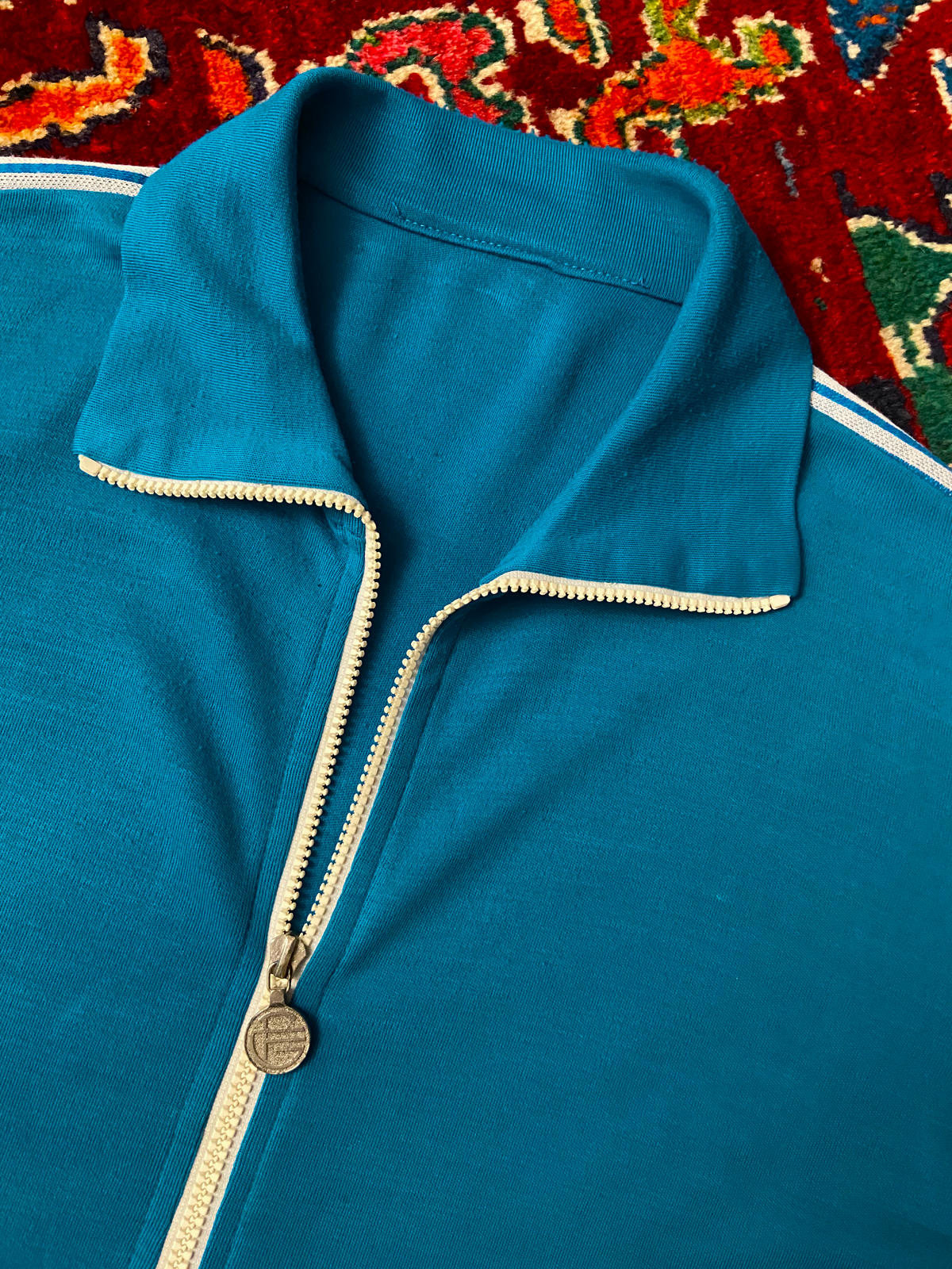 Vintage 1980s Italian Bright Turquoise Track Top