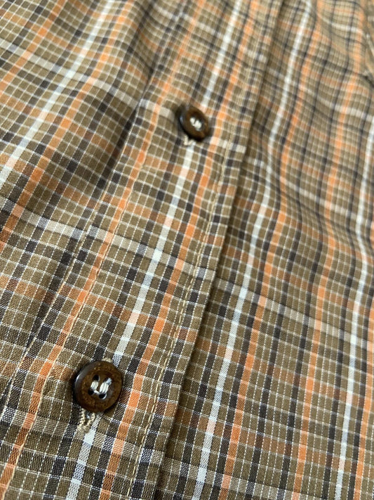 Vintage 1970s Kingsport Brown Checked Shirt