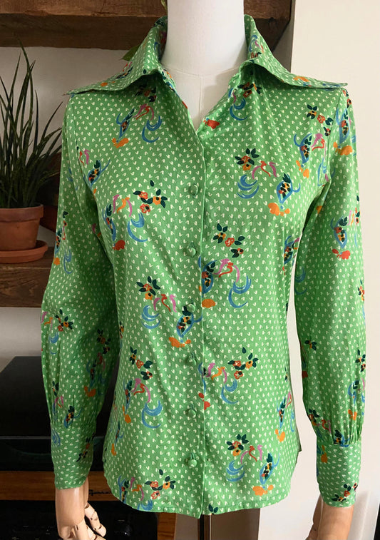 Vintage 1970s Italian Dagger Collar Shirt
