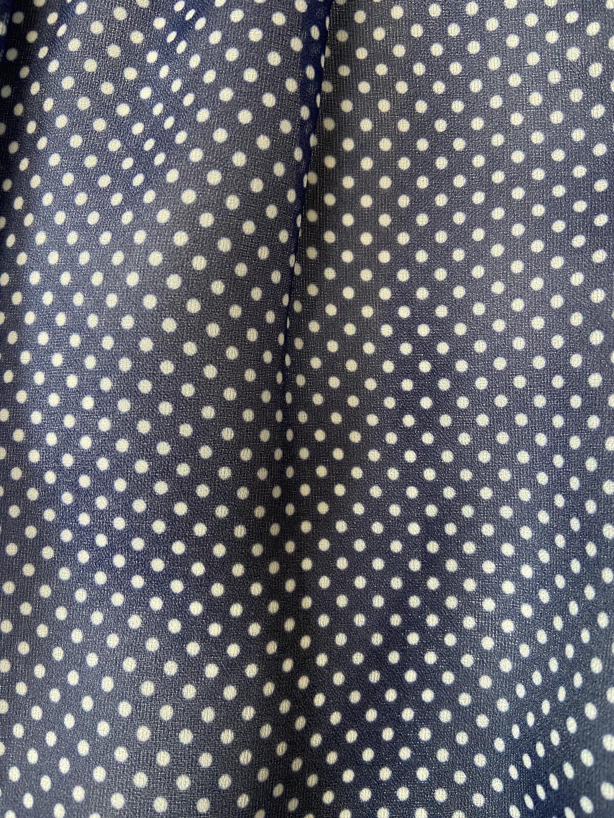 Vintage 1970s Navy Spot Frill Prairie Dress
