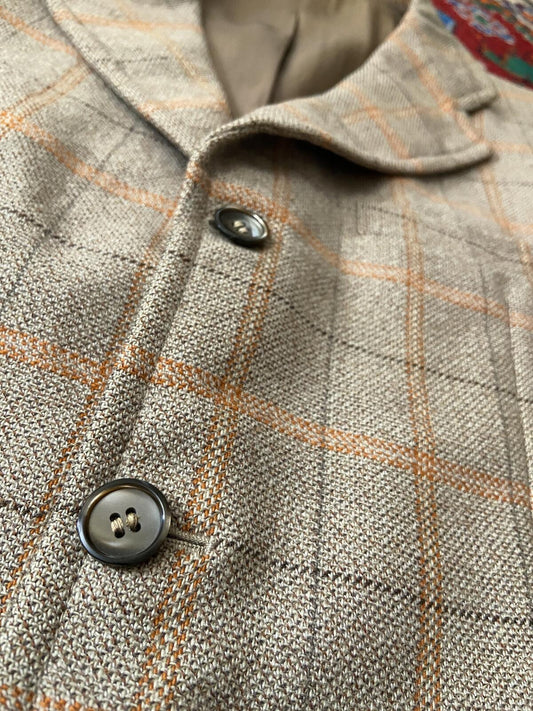 Vintage 1970s Italian Checked Tweed Blazer Jacket