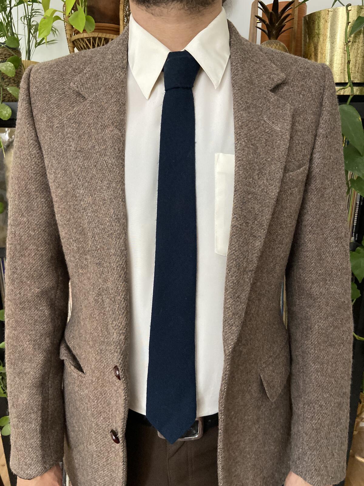 Vintage 1970s Pierre Van Buck Knitted Navy Tie