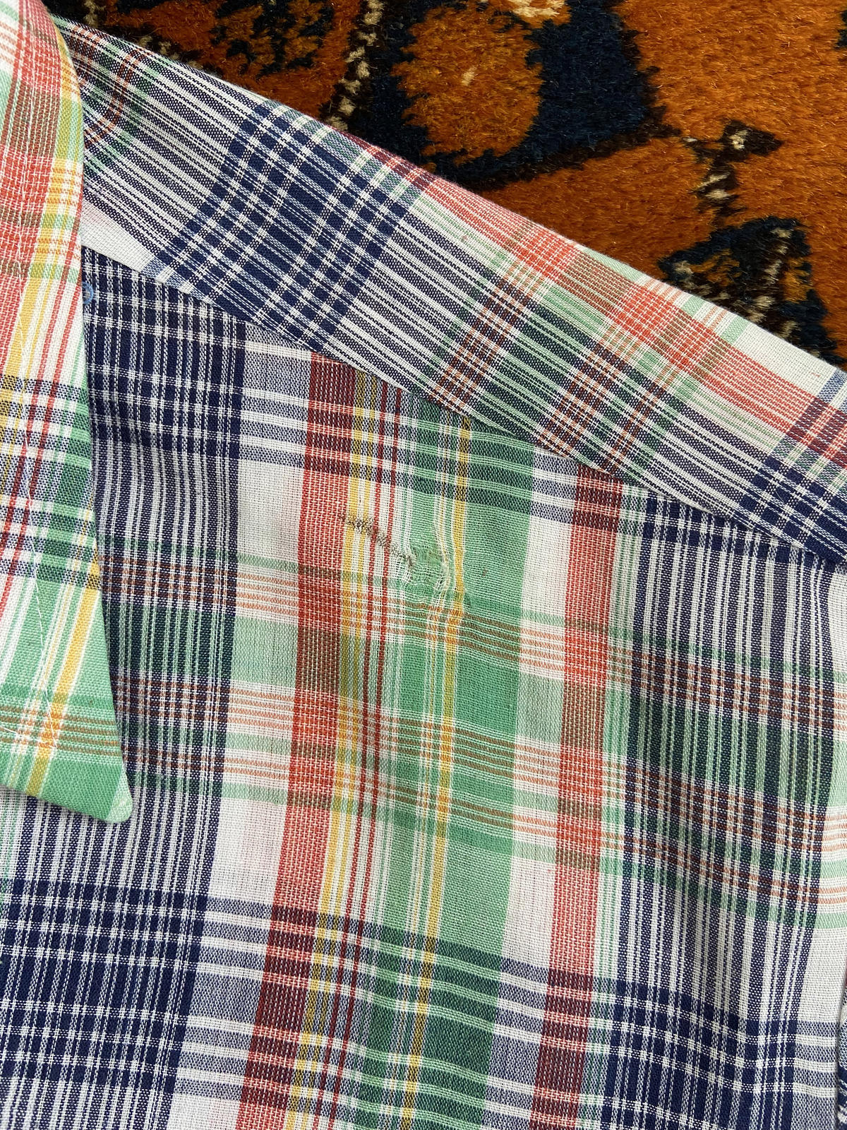 Vintage 1970s Green & Blue Checked Shirt