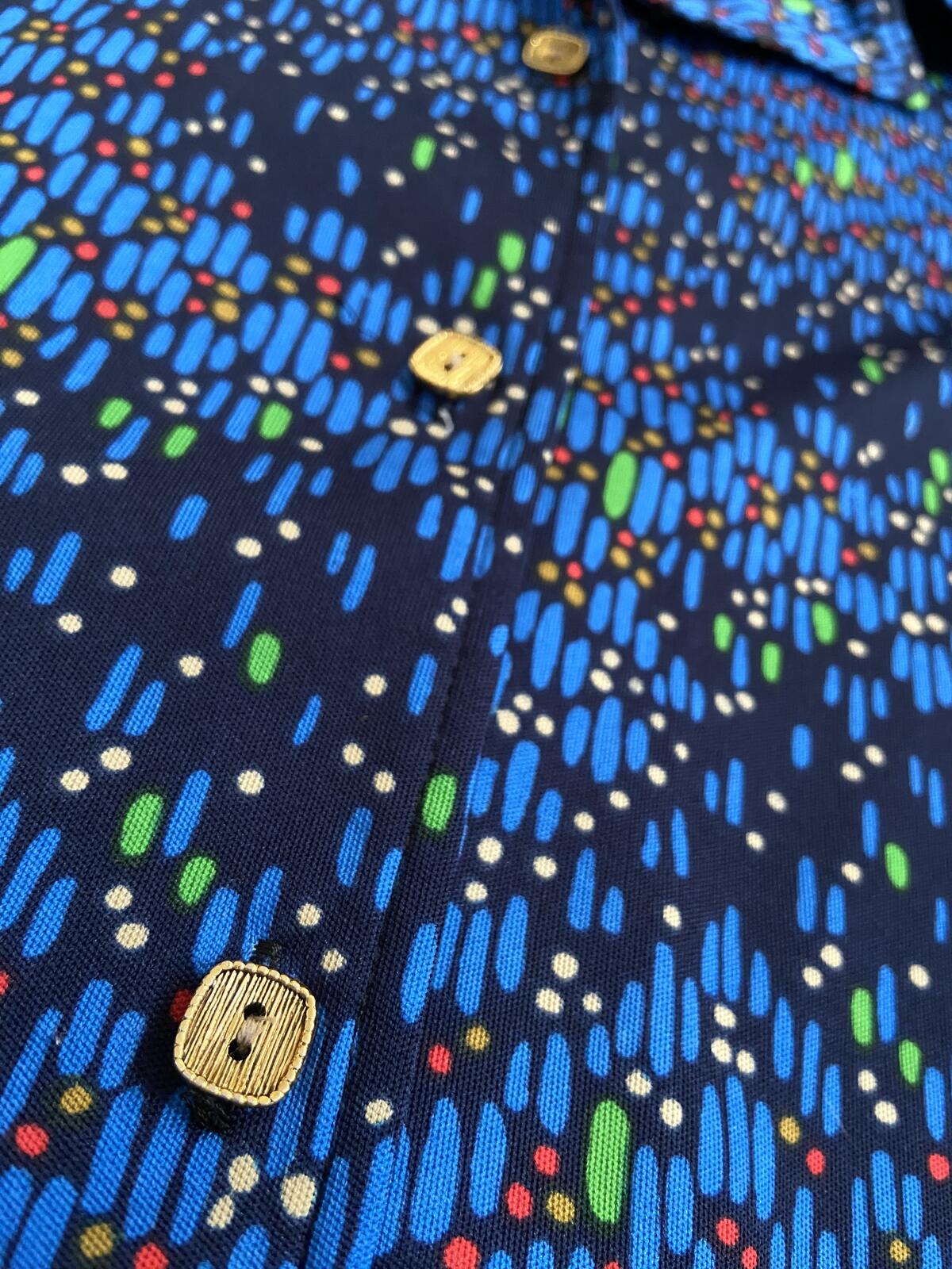 Vintage 1970s Navy Print Japanese Shirt