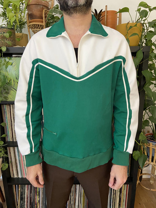 Vintage 1980s White & Green Track Top