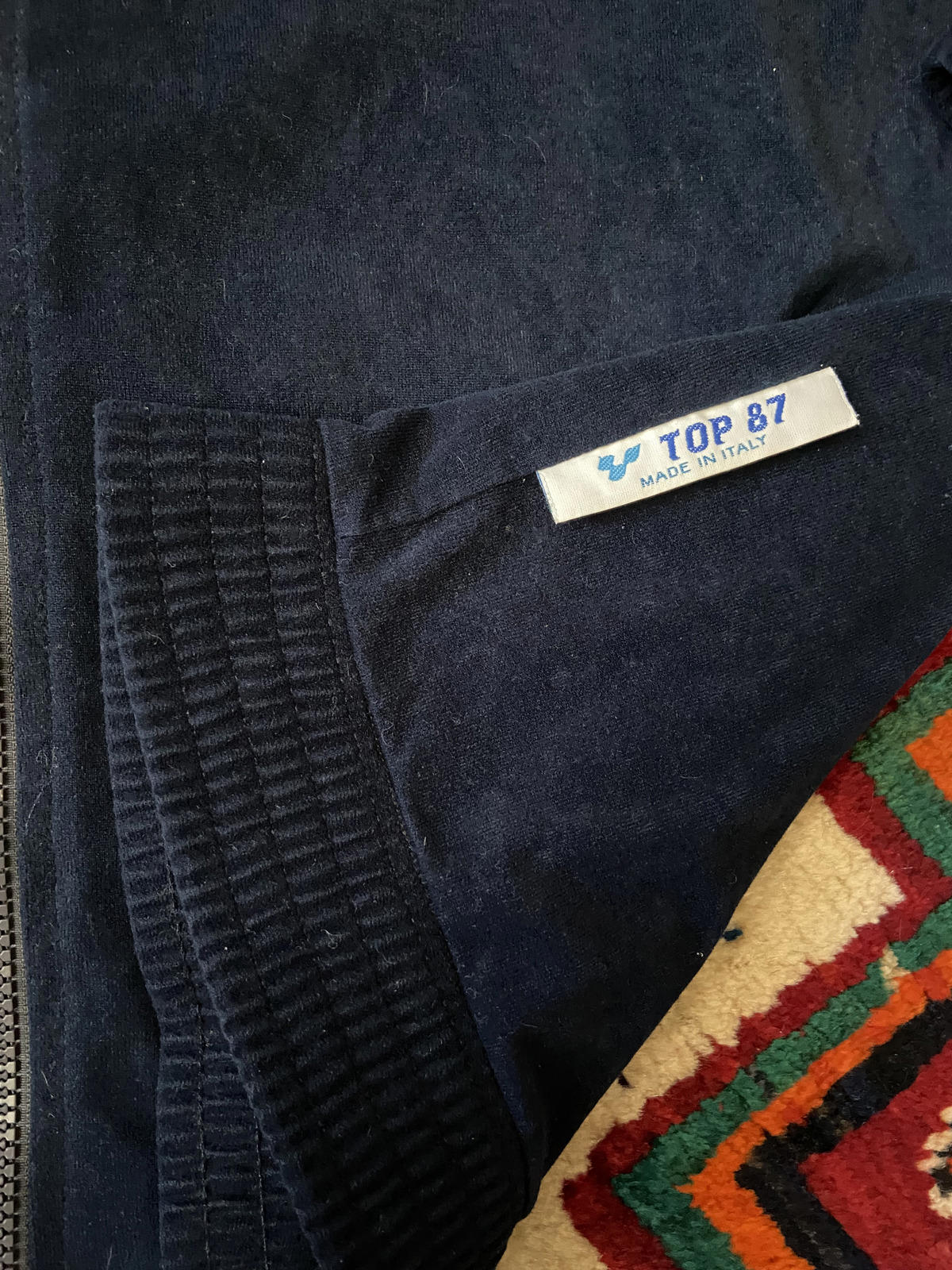 Vintage 1980s Italian Navy Velour Track Top