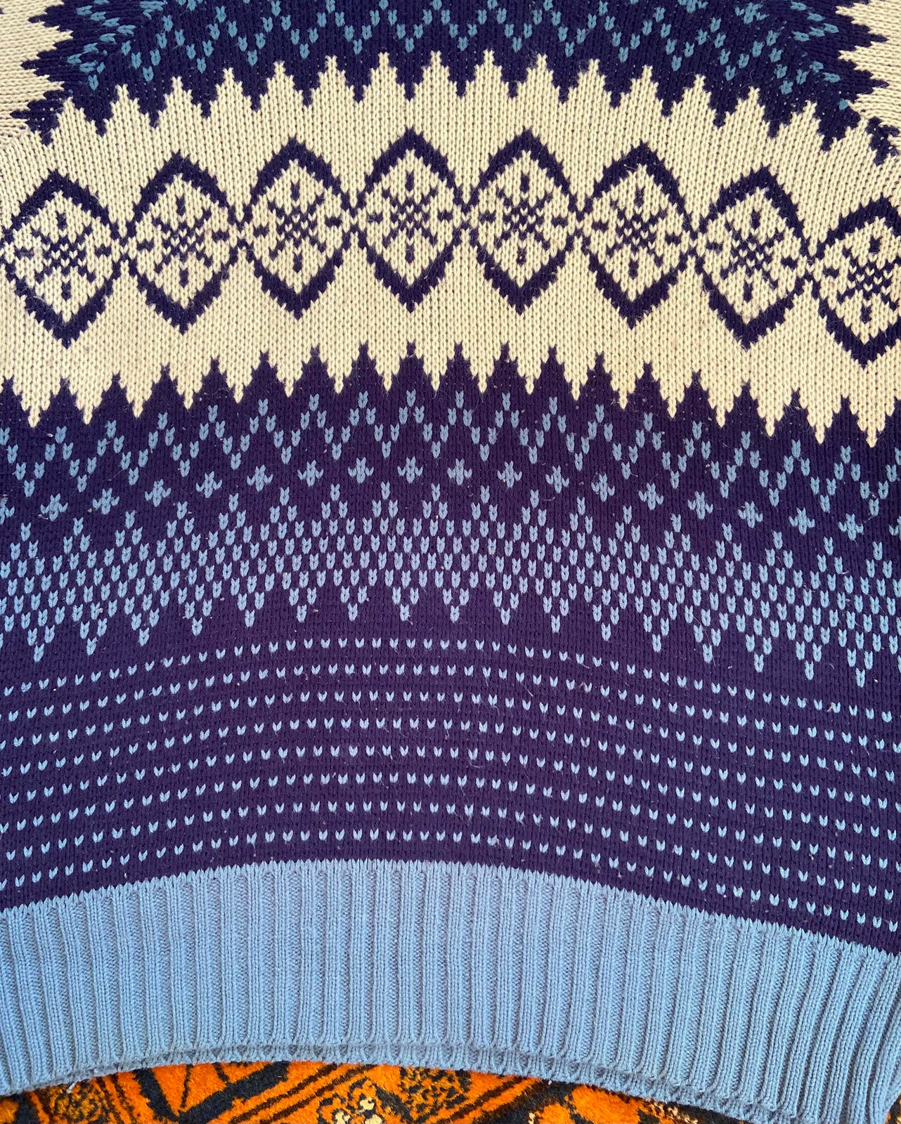 Vintage 1980s Navy Fair Isle Turtleneck Jumper